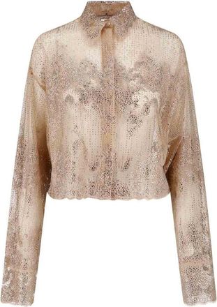 Ermanno Scervino Lace shirt with rhinestones