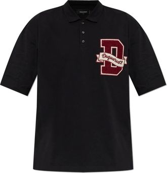 Dsquared2 Tops, Heren, Zwart, M, Katoen, Polo met geborduurd logo