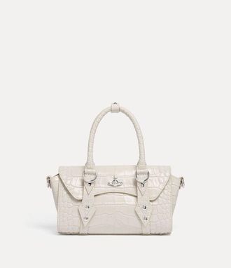 Vivienne Westwood Bettina Mini Crossbody Emboss Croc Leather Pearl-white