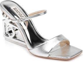 Badgley Mischka Luna Wedge Slide Sandal in Silver Metallic at Nordstrom Rack, Size 6.5