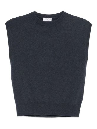 Brunello Cucinelli Kasjmier vest met ronde hals - Grijs