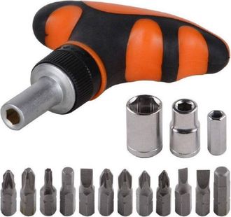 Trade Shop Trade Shop - Kit Cacciavite Cricchetto Con Manico T Multiuso 25 Pz Con Inserti Intercambiali