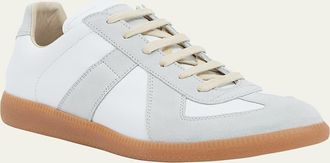 Maison Margiela Mens Replica Leather Low-Top Sneakers