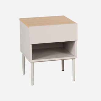 Sweeek Mesita De Noche De Metal Y Decoraci&oacute;n De Madera 1 Puerta 1 Nicho