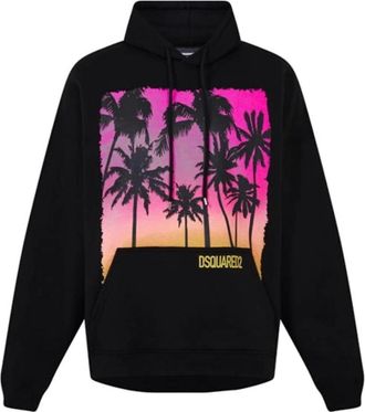 Dsquared2 Mens Dsquared2 Sunrise Design Herca Fit Black Hoodie - Size: 38