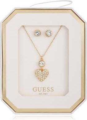 Guess Heart Pendant Necklace & Stud Earrings Set in Gold at Nordstrom Rack