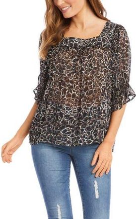 Karen Kane Geo Print Square Neck Chiffon Blouse at Nordstrom Rack, Size X-Small