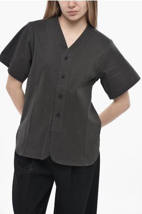 Fear of God ESSENTIALS Short-Sleeve Blouse With V-Neck size Xs