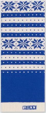 Gucci Kids - Scarf With Logo, Blue, Wool