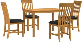 vidaXL Conjunto De Comedor 5 Uds. Negro Madera De Roble S&oacute;lido Vidaxl