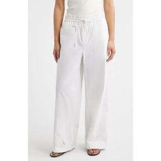 Rag & Bone Marin Embroidered Wide Leg Pants in White at Nordstrom, Size Xx-Small