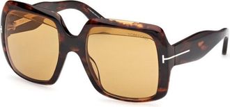 Tom Ford Sunglasses Square Full Rim, Dark Havana Frame And Brown Lens Ft119452E