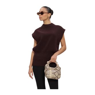 Y.A.S Y.a.s - Yasesli SL Wol Blend Gebreide Vest - Dames - Truien - Bruin - Maat: M Wol