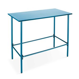 Oviala Mesa alta de comedor de metal azul pac&iacute;fico de 120 cm