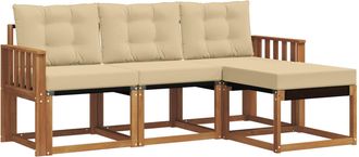 vidaXL Conjunto De Sof&aacute;s De Exterior 4 Uds. Natural Y Beige Vidaxl
