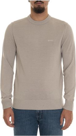 HUGO BOSS V-hals gebreide cardigan met knopen - Heren - Ronde hals truien - Beige - 3XL - Wol - Truien & Vesten