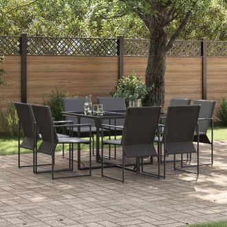 vidaXL Set da Pranzo per Giardino 9 pcs Nero Acciaio - Vidaxl