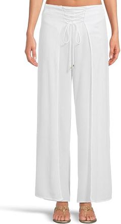 BECCA by Rebecca Virtue Becca Ponza Lace Up Pants Womens Casual Pants White : MD, Rayon