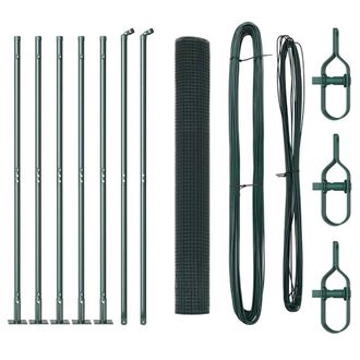 Berkfield Home Welded Wire Fence with 7 Flanged Posts Green 1.2x10 m Steel