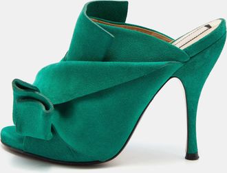 N&deg;21 N&ordm;21 Green Suede Raso Knotted Mules