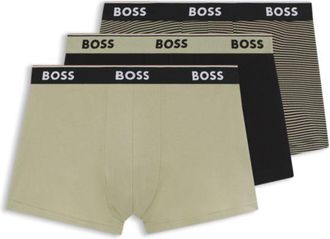 BOSS Three-pack of logo-detail trunks in stretch cotton