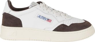 Autry White And Mahogany Medalist Low Suede Accents Leather Sneakers