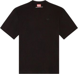 Diesel T-shirt met ronde hals en geborduurd logo - Heren - T-shirts - Zwart - XL - Tops