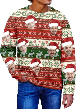 Generic Personalised Funny Christmas Jumper for Men Women, Custom Funny Christmas Jumpers with Your Photo, Xmas Sweatshirt for Men or Women Outfits Ugly Sweat