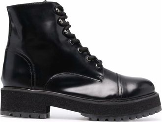 AGL Black Simonetta Leather Lace-Up Boots