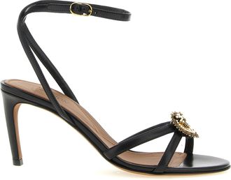 Dolce & Gabbana Black Calfskin Stiletto Heel Womens Sandals