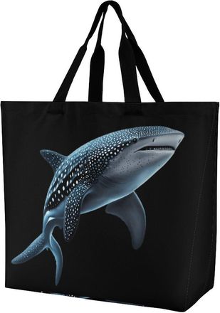 Generic Whale Shark Tote Bag Reusable Grocery Shopping Bags Large Travel One Shoulder Handbag for Picnic Work