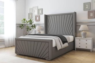 Comfort Beds Sunrise Dumfries Bed Frame - 50 Upholstered Wingback Headboard in Light Grey | Size: Super King