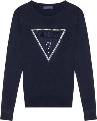 Guess Truien & Vesten, Dames, Blauw, 2Xl, Kiara Triangle Logo Sweater