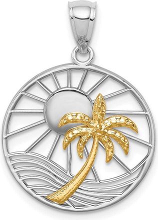 Diamond2Deal 14k Two-tone Gold Polished Sunset Pendant
