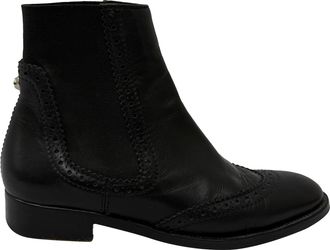 Balenciaga Pre-owned Womens Perforated Wingtip Chelsea Boots in Black Leather - Size EU 35