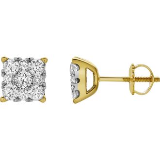 LuvMyJewelry Lab Grown Diamond Square Cluster Stud Earrings in 14K Yellow Gold at Nordstrom Rack