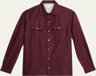 Brunello Cucinelli Mens Carded Flannel Overshirt
