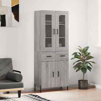 vidaXL Vidaxl - Aparador Alto Madera Contrachapada Gris Sonoma 69,5x34x180 Cm