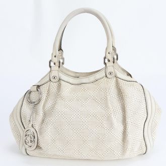 Gucci Off-White Leather Handbag Tote Bag (Pre-Owned)