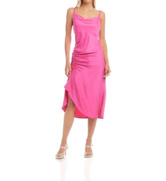 Fifteen Twenty Stacy Sleeveless Satin Midi Dress In Pink