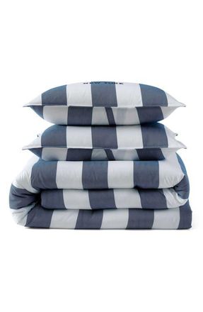 Tommy Hilfiger Berkely Stripe Comforter & Shams Set in White/deep Blue at Nordstrom, Size Twin Xl