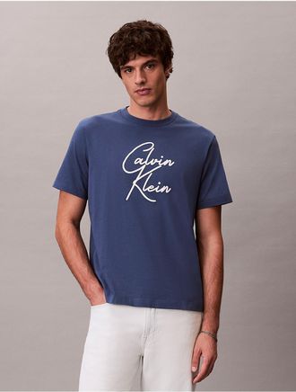 Calvin Klein Jeans Calvin Klein Mens Script Logo Relaxed T-Shirt - Navy - 2XL