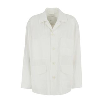 Dunst Wide-Collar Patch-Pocket Jacket - Heren - Casual Overhemden - Wit - S - Katoen - Overhemden