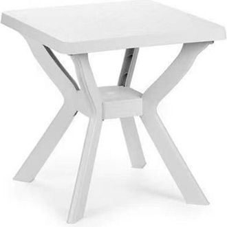 Trade Shop Trade Shop - Tavolo Da Giardino Quadrato Bianco Arredo Da Esterno In Plastica 70x70xh72cm 012137