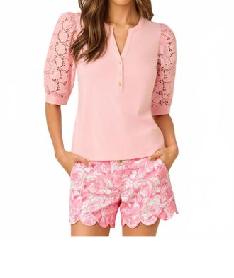Lilly Pulitzer Ronson Eyelet Knit Top In Pink Muse