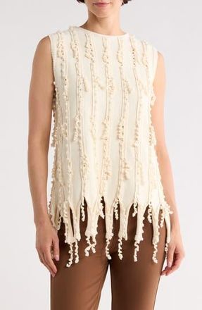 Lafayette 148 New York Fringe Trim Tank in Creme at Nordstrom Rack, Size Medium