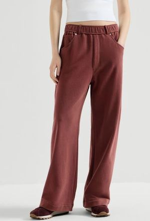 Brunello Cucinelli Cotton smooth French terry trousers in Wine at Nordstrom, Size X-Small