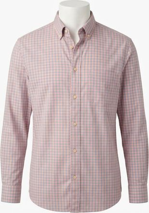 Faherty Coastline Knit Long Sleeve Shirt In Blue Coral Gingham