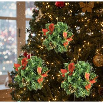 Dmora Decoraci&oacute;n De Navidad Taina, Estructura Rojo, Made In Italy, Verde