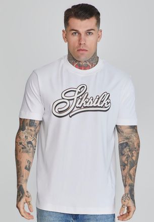 Siksilk Camiseta Blanca con Logo para Hombre L